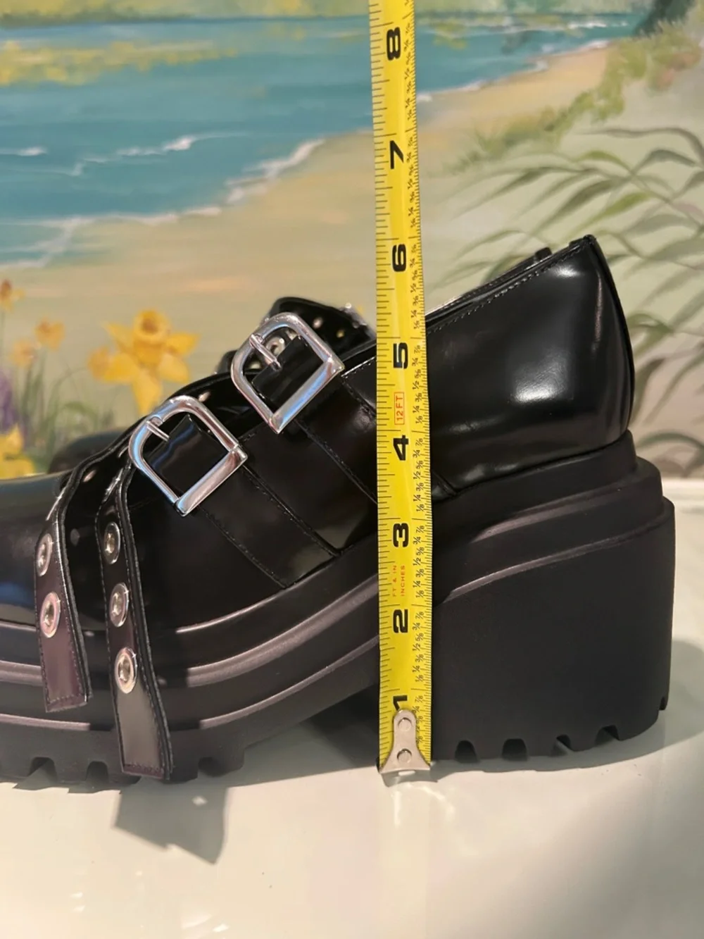 NWOB Maje Black Leather Platform Mary Jane “Babies” with Silver Eyelets
